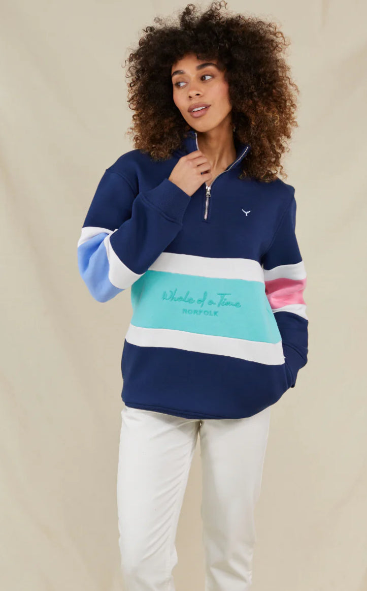 Whale of a time Evesham Women's Quarter Zip Sweatshirt - Navy