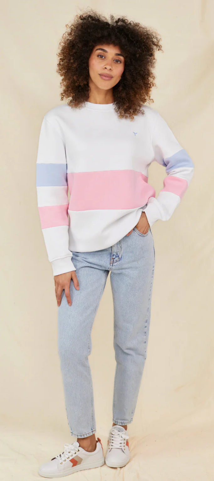 Whale of a Time Minke sweatshirt in white.