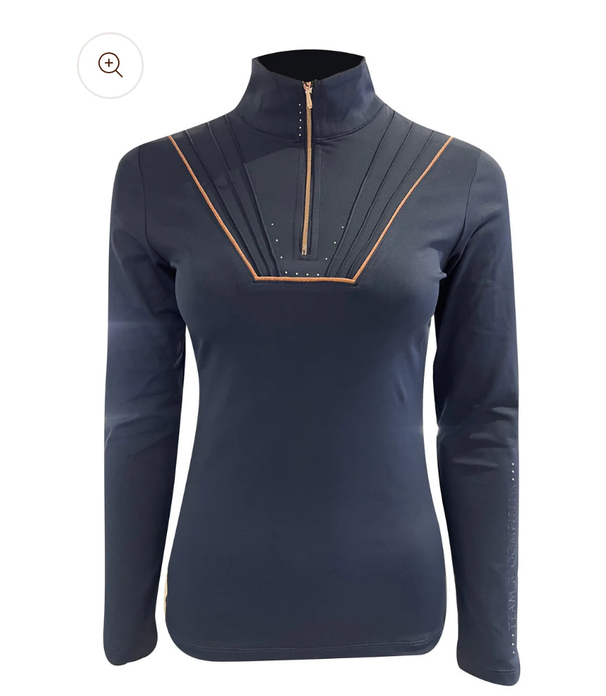 Bloomfields Maya pleated ladies navy base layer top