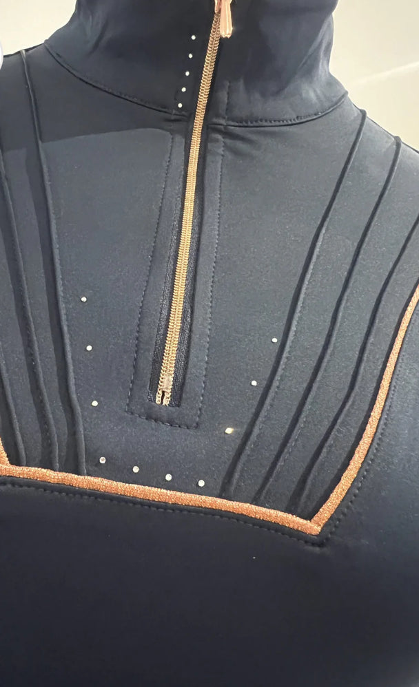 Bloomfields Maya pleated ladies navy base layer top