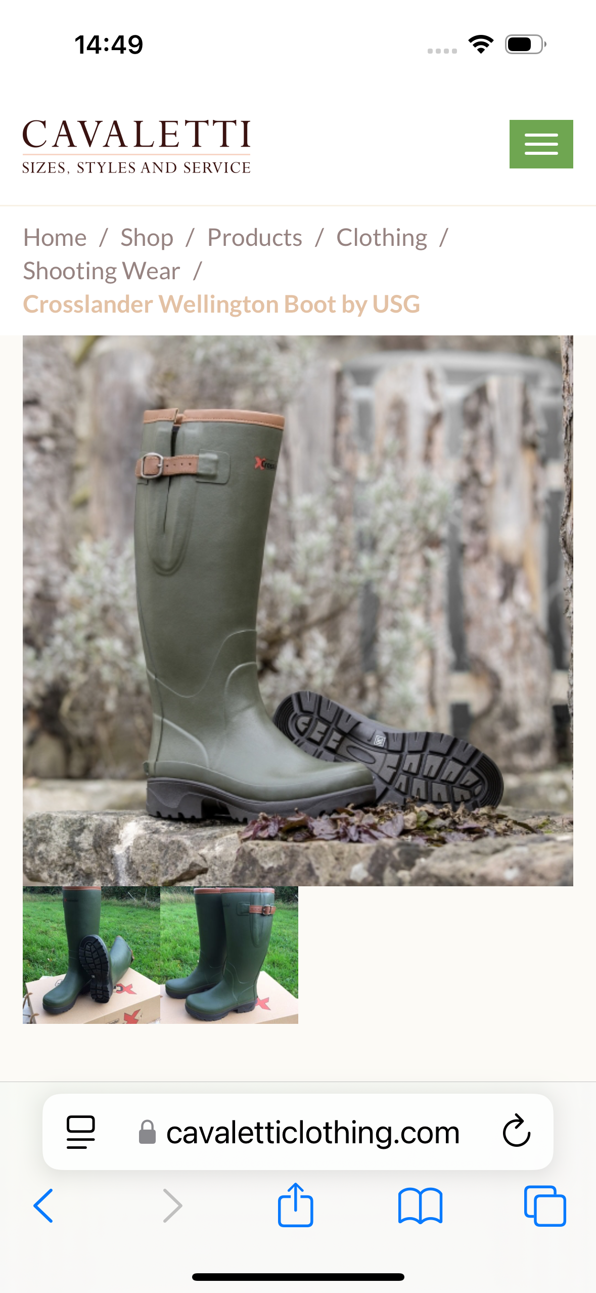 USG Crosslander Kodiak Welly’s in Olive.