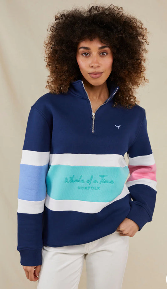 Whale of a time Evesham Women's Quarter Zip Sweatshirt - Navy