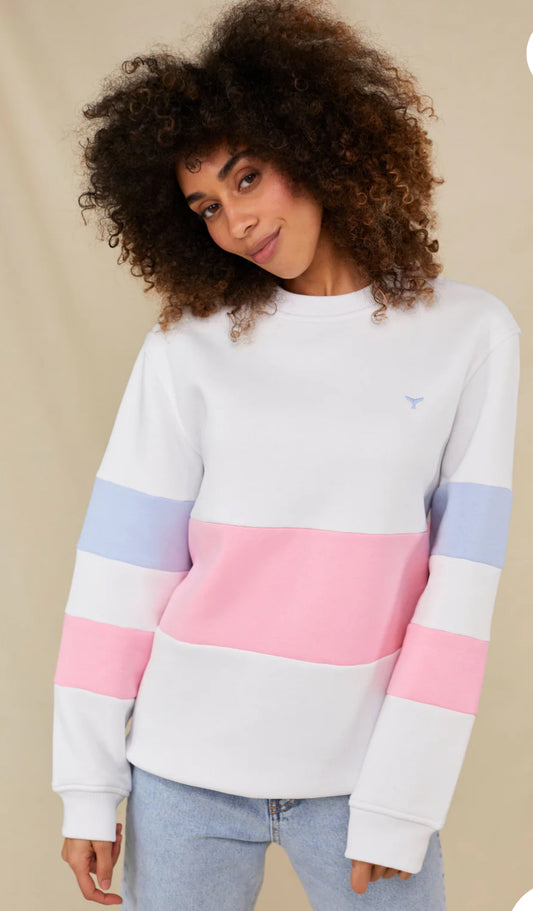Whale of a Time Minke sweatshirt in white.