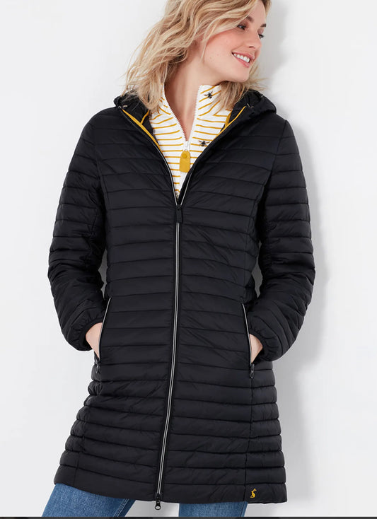 Joules Snug Long coat in black size 14. New with tags.